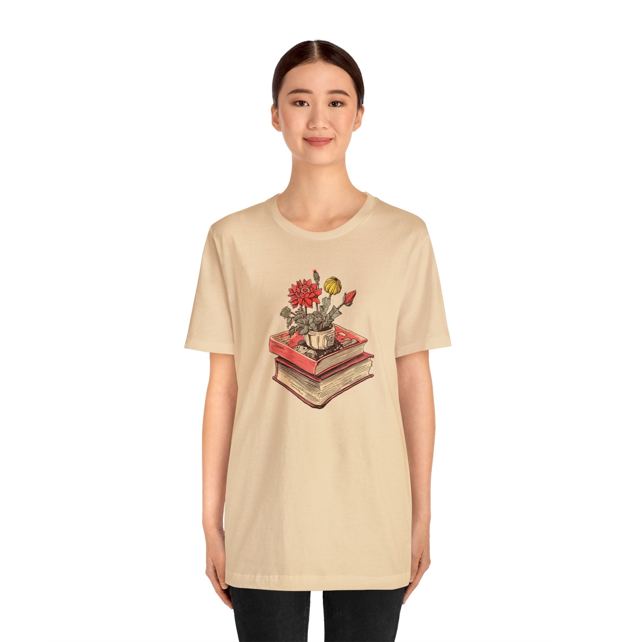 books & flowers tee